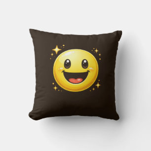 Happy Smiley Face with Sparkles Throw Pillow