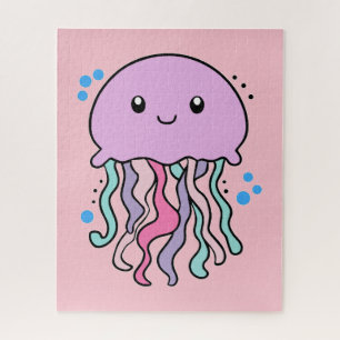 Happy smiling baby jellyfish with bubbles.  jigsaw puzzle