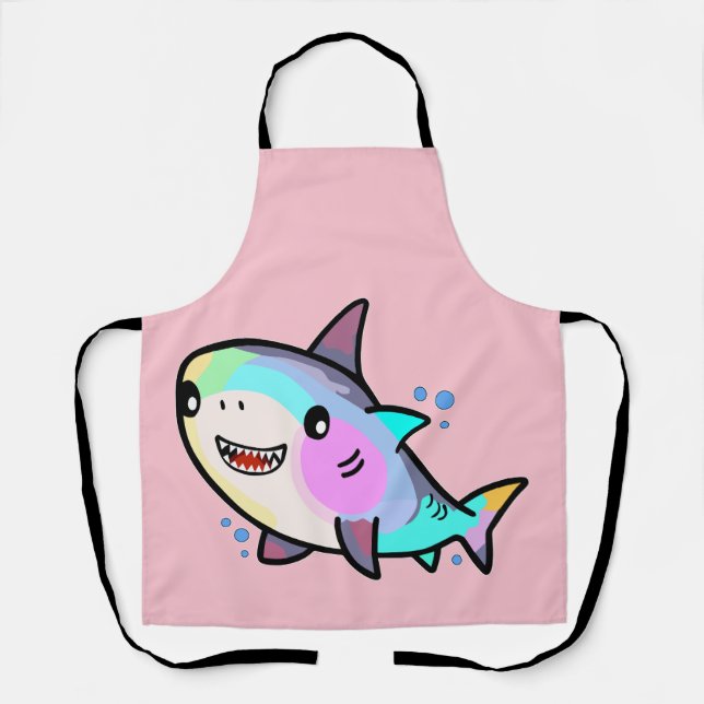 Happy smiling baby shark with bubbles.  apron (Front)