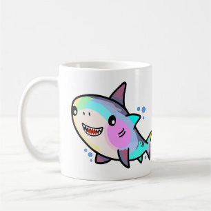 Happy smiling baby shark with bubbles.  coffee mug
