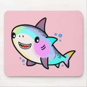 Happy smiling baby shark with bubbles. mouse pad