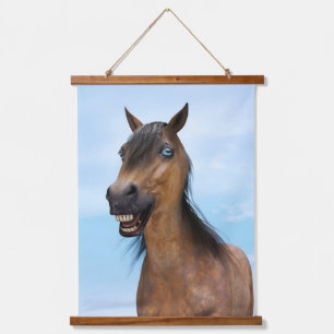 Happy Smiling Bay Horse Hanging Tapestry