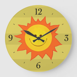 Happy Smiling Cartoon Sun Childrens Large Clock