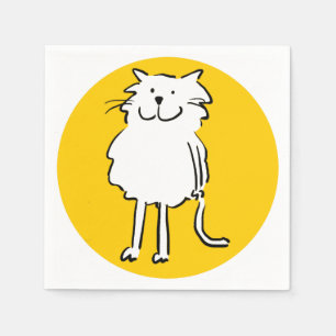 Happy Smiling Cat as a Fun Cartoon Illustration Napkin