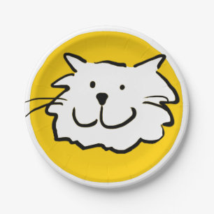 Happy Smiling Cat as a Fun Cartoon Illustration Paper Plate