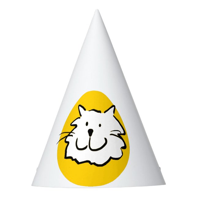 Happy Smiling Cat. Cat-Themed Party Hat (Front)