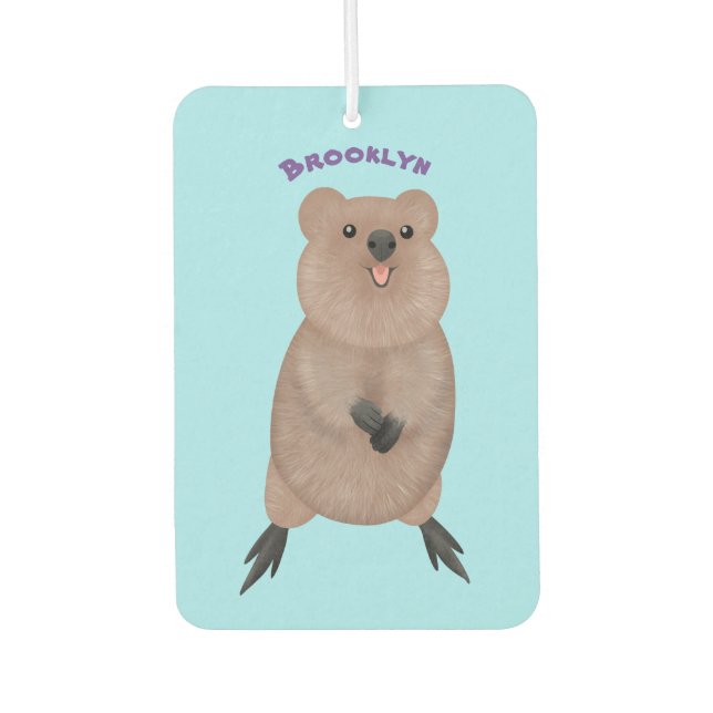 Happy smiling cute quokka cartoon design  air freshener (Front)