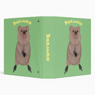 Happy smiling cute quokka cartoon design binder