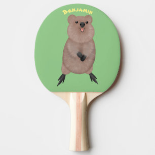 Happy smiling cute quokka cartoon design ping pong paddle