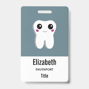 Happy Smiling Dental Tooth Cute Badge