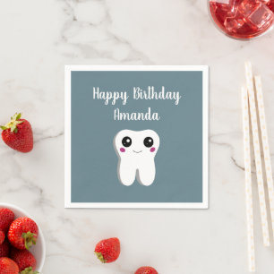 Happy Smiling Dental Tooth Cute Birthday Napkin