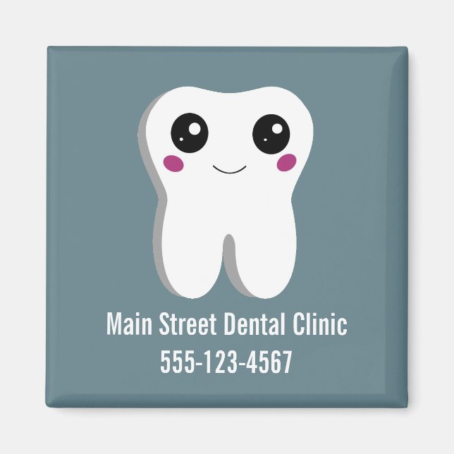 Happy Smiling Dental Tooth Cute Business Magnet (Front)