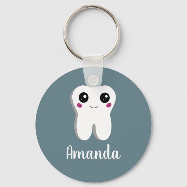 Happy Smiling Dental Tooth Cute Keychain (Front)