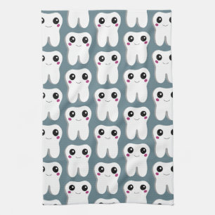 Happy Smiling Dental Tooth Cute Pattern Kitchen Towel