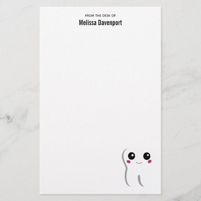 Happy Smiling Dental Tooth Cute Stationery (Front)