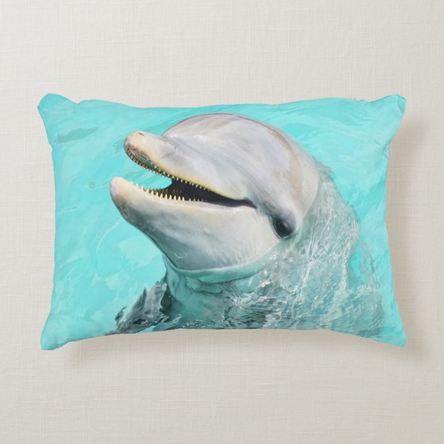 Happy Smiling Dolphin  Accent Pillow (Front)