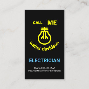 Happy Smiling Electrical Face Electrician Service Business Card