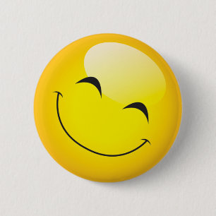Happy Smiling Emoji Face Cute Cartoon Character 2 Inch Round Button