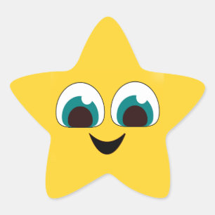 Happy Smiling Face Star Sticker