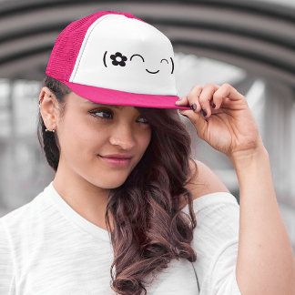 Happy Smiling Flower Emoticon Trucker Hat