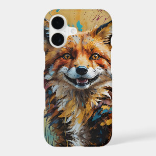 Happy Smiling Fox -paint splatter