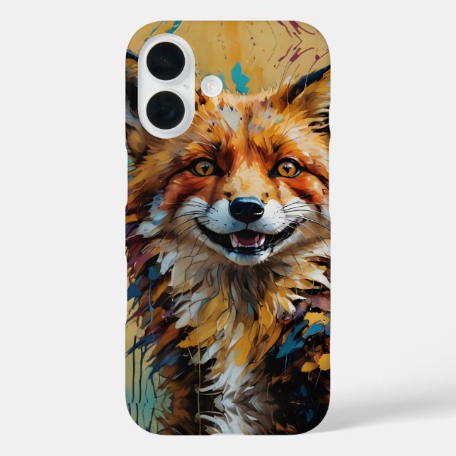 Happy Smiling Fox -paint splatter Case-Mate iPhone Case (Back)