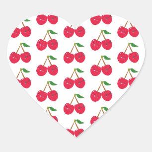 Happy Smiling Kawaii Cherry Fruit Heart Sticker
