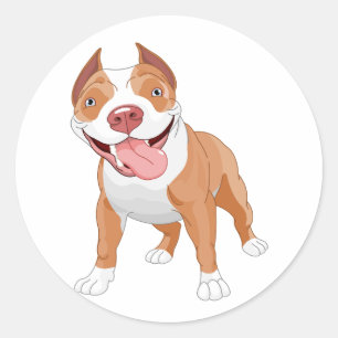 Happy Smiling Pit Bull Classic Round Sticker