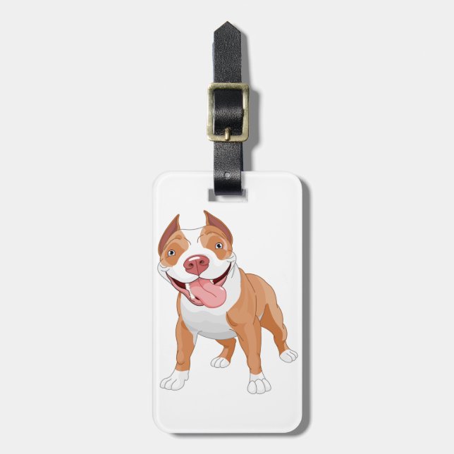 Happy Smiling Pit Bull Luggage Tag (Front Vertical)