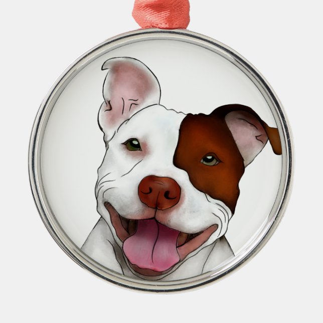 Happy Smiling Pitbull Metal Ornament (Front)