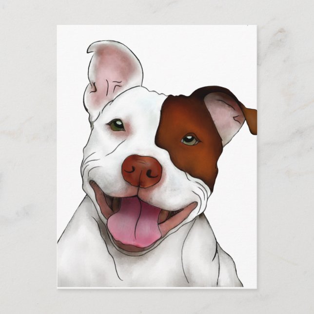 Happy Smiling Pitbull Postcard (Front)