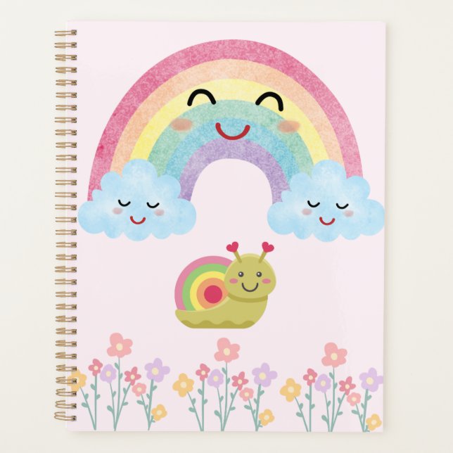 Happy Smiling Rainbow with Cute Snail & Fluffy  (Devant)