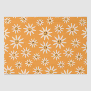 Happy smiling retro white flowers pattern tissue paper