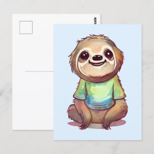 Happy Smiling Sloth Sitting Relaxed Postcard