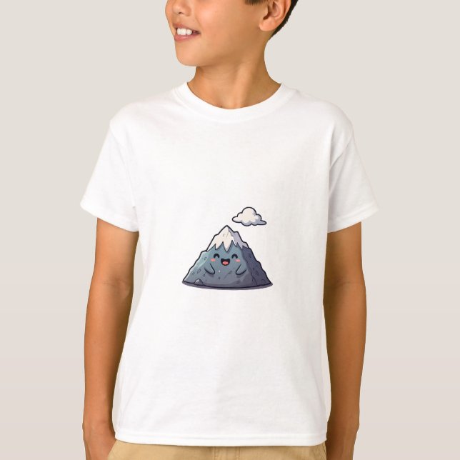Happy Smiling Snow Peak Mountain Kids T-Shirt (Front)
