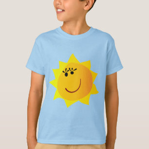 "Happy Smiling Sun" Bright Yellow Graphic Boys' T-Shirt