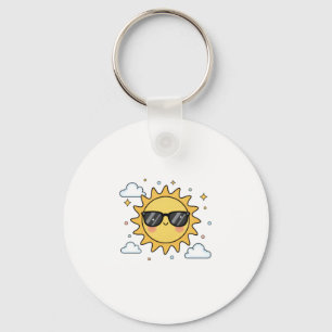 Happy Smiling Sun Cartoon - Minimalist Kawaii Suns Keychain