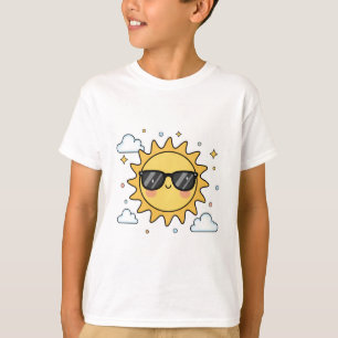 Happy Smiling Sun Cartoon - Minimalist Kawaii Suns T-Shirt