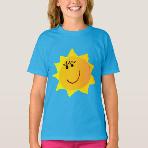 "Happy Smiling Sun" Cute Yellow Graphic Girls' T-S T-Shirt