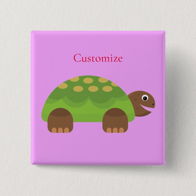 Happy Smiling Turtle Thunder_Cove 2 Inch Square Button (Front)