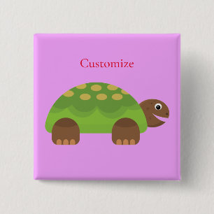 Happy Smiling Turtle Thunder_Cove 2 Inch Square Button