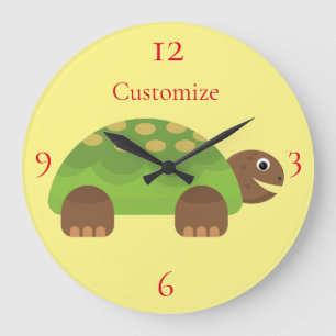 Happy Smiling Turtle Thunder_Cove Large Clock