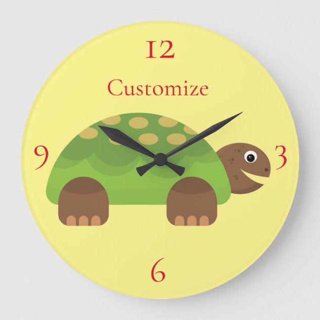 Happy Smiling Turtle Thunder_Cove Large Clock (Front)