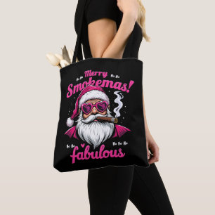 Happy Smokemas Funny Santa with Big Cigar Tote Bag