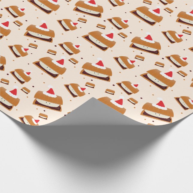 Happy S'more Santa Hats Food Christmas Wrapping Paper (Corner)