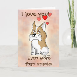 Happy Snack Corgi Dog Valentine's Day Card