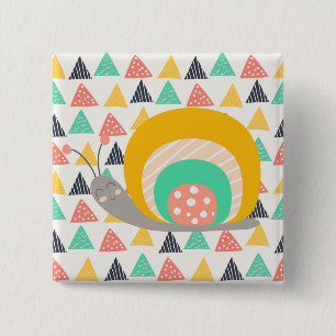 Happy Snail on Triangles 2 Inch Square Button