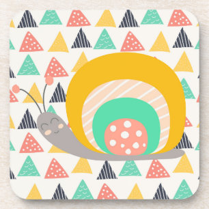 Happy Snail on Triangles Coaster