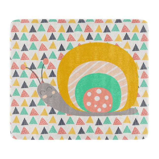 Happy Snail on Triangles Cutting Board (Front)