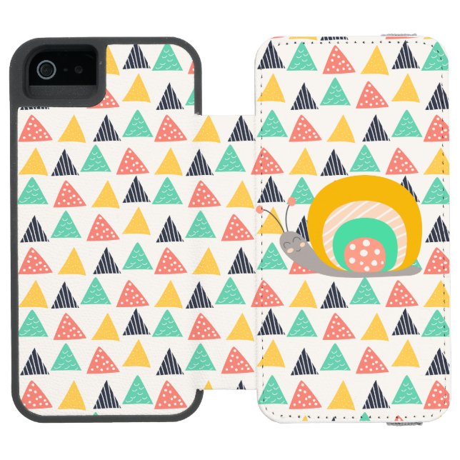 Happy Snail on Triangles Incipio iPhone Wallet Case (Folio Open)